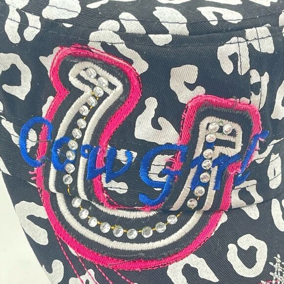 Crown Hat Womens military cadet Baseball Cap Black White Embroidered Cowgirl bli - Picture 12 of 13